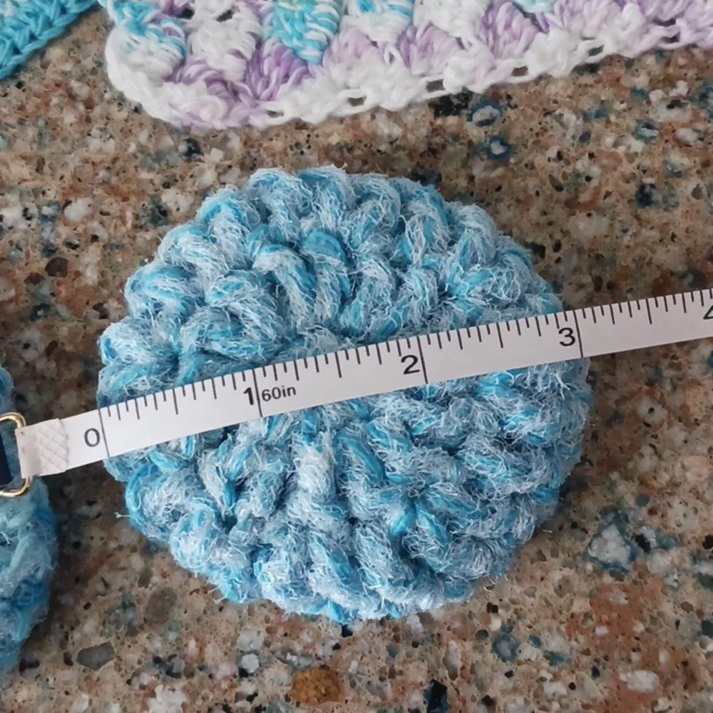 Hostess Set 5 dishcloths 3 scrubbies crochet handmade Blue Purple Spring